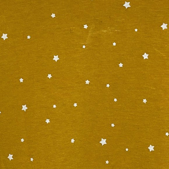 MESSY BUN JUST CHILLIN | Juniors Yellow Cropped T-Shirt with Stars | Size L - Picture 5 of 10